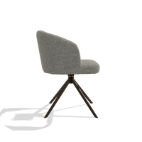 Chaise de salle à manger Elise 6612 en tissu Taurus 65 (taupe), pied pivotant en espresso, vue de profil