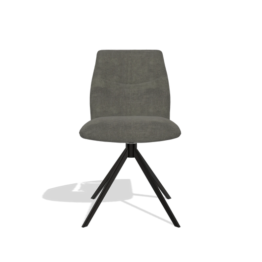 Silla de comedor sin reposabrazos Ferrara 6406 en tela Adore 156 (gris oscuro), base giratoria en negro, vista frontal