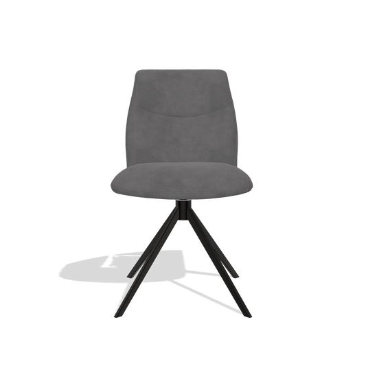 Silla de comedor sin reposabrazos Ferrara 6406 en tela Adore 180 (gris oscuro), base giratoria en negro, vista frontal