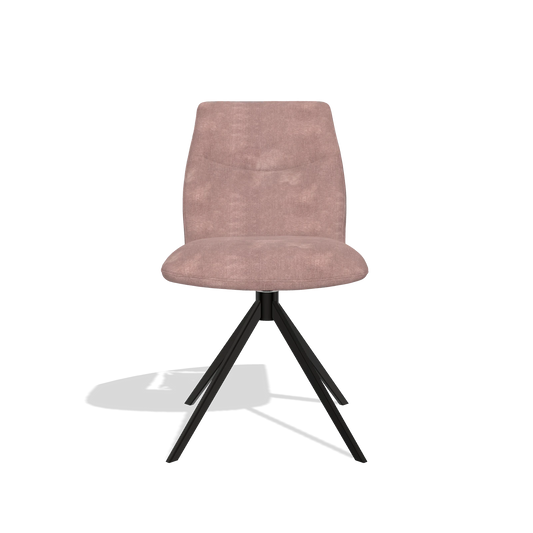 Silla de comedor sin reposabrazos Ferrara 6406 en tela Adore 200 (topo), base giratoria en negro, vista frontal