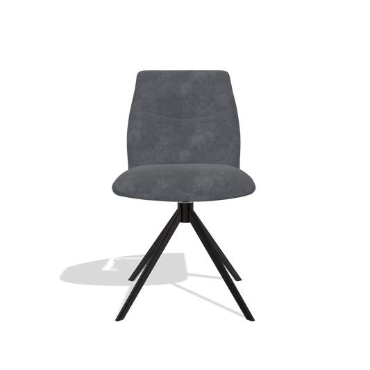 Silla de comedor sin reposabrazos Ferrara 6406 en tela Adore 56 (antracita), base giratoria en negro, vista frontal
