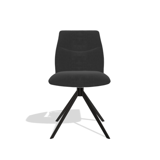 Silla de comedor sin reposabrazos Ferrara 6406 en tela Adore 67 (negro), base giratoria en negro, vista frontal