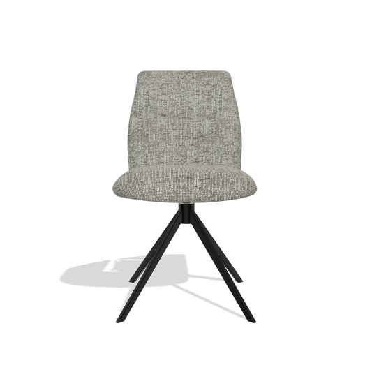 Silla de comedor sin reposabrazos Ferrara 6406 en tela Be Fine 120 (gris), base giratoria en negro, vista frontal