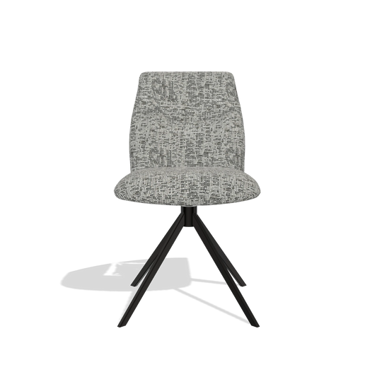 Silla de comedor sin reposabrazos Ferrara 6406 en tela Be Fine 45 (topo), base giratoria en negro, vista frontal