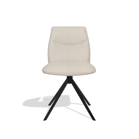 Silla de comedor sin reposabrazos Ferrara 6406 en tela Boogie 02 (gris claro), base giratoria en negro, vista frontal