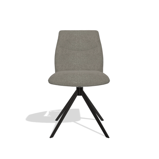 Silla de comedor sin reposabrazos Ferrara 6406 en tela Boogie 12 (gris oscuro), base giratoria en negro, vista frontal
