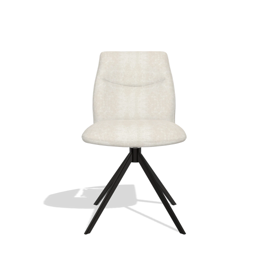 Silla de comedor sin reposabrazos Ferrara 6406 en tela Bull 05 (gris claro), base giratoria en negro, vista frontal