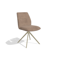Armless Dining Chair Ferrara 6406 in Cayenne 28 fabric (taupe), champagne swivel base, angled view