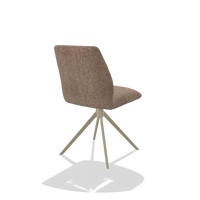 Armless Dining Chair Ferrara 6406 in Cayenne 28 fabric (taupe), champagne swivel base, back angled view