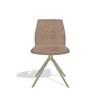Armless Dining Chair Ferrara 6406 in Cayenne 28 fabric (taupe), champagne swivel base, front view