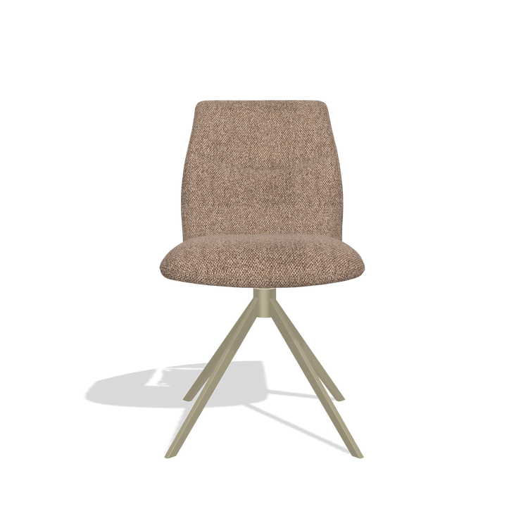 Armless Dining Chair Ferrara 6406 in Cayenne 28 fabric (taupe), champagne swivel base, front view