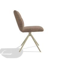 Armless Dining Chair Ferrara 6406 in Cayenne 28 fabric (taupe), champagne swivel base, side view