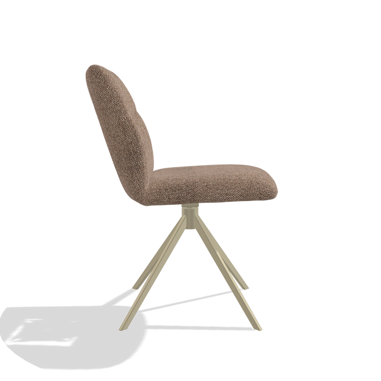 Armless Dining Chair Ferrara 6406 in Cayenne 28 fabric (taupe), champagne swivel base, side view