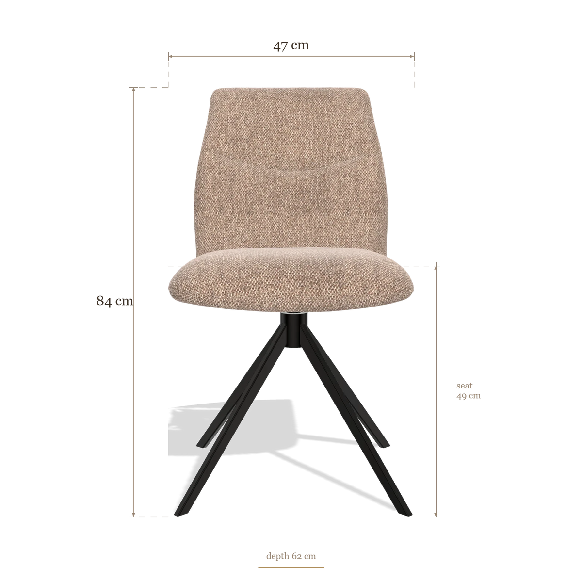 Armless Dining Chair Ferrara 6406, dimensions 47 x 62 x 84 cm