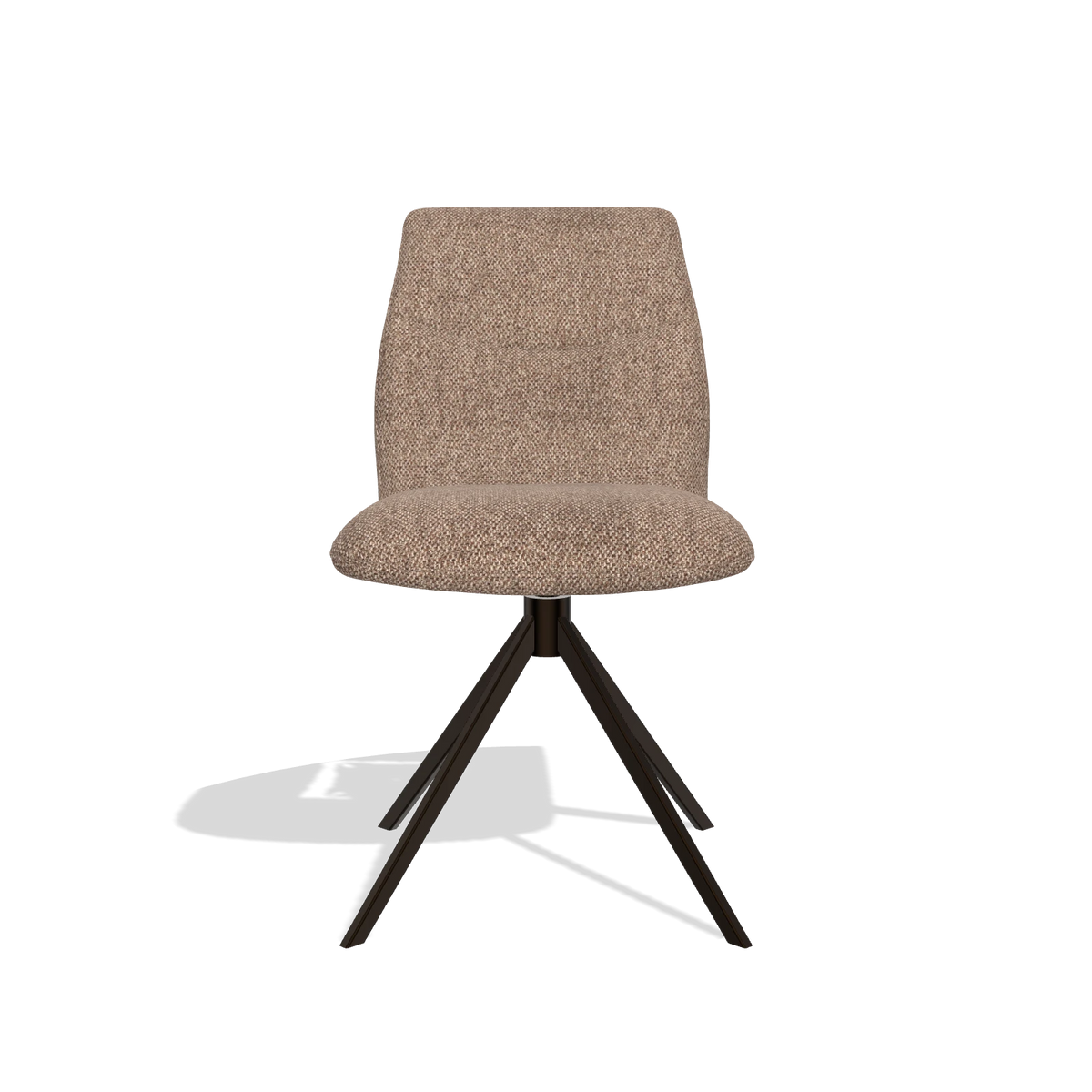 Armless Dining Chair Ferrara 6406 in Cayenne 28 fabric (taupe), espresso swivel base, front view