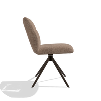 Armless Dining Chair Ferrara 6406 in Cayenne 28 fabric (taupe), espresso swivel base, side view