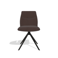 Chaise de salle à manger sans accoudoirs Ferrara 6406 en tissu Energy 34 (chocolat), pied pivotant en noir, vue de face