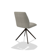 Esszimmerstuhl ohne Armlehnen Ferrara 6406 in Stoff Glory 01 (Greige), Drehfuß in Espresso, Schrägansicht von hinten