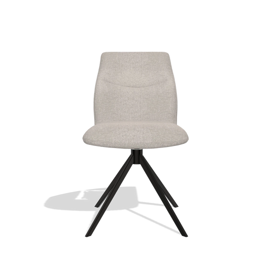 Silla de comedor sin reposabrazos Ferrara 6406 en tela Glory 196 (rosa palo), base giratoria en negro, vista frontal