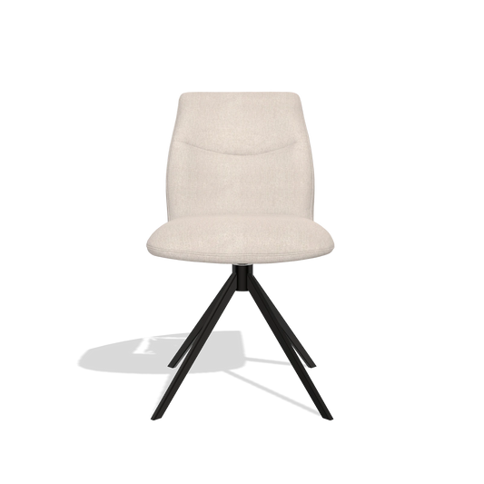 Silla de comedor sin reposabrazos Ferrara 6406 en tela Guard 01 (gris claro), base giratoria en negro, vista frontal