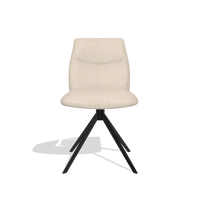 Armless Dining Chair Ferrara 6406 in Guard 05 fabric (light grey), black swivel base, front view