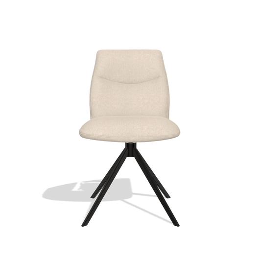 Silla de comedor sin reposabrazos Ferrara 6406 en tela Guard 05 (gris claro), base giratoria en negro, vista frontal