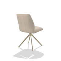 Armless Dining Chair Ferrara 6406 in Guard 05 fabric (light grey), champagne swivel base, back angled view