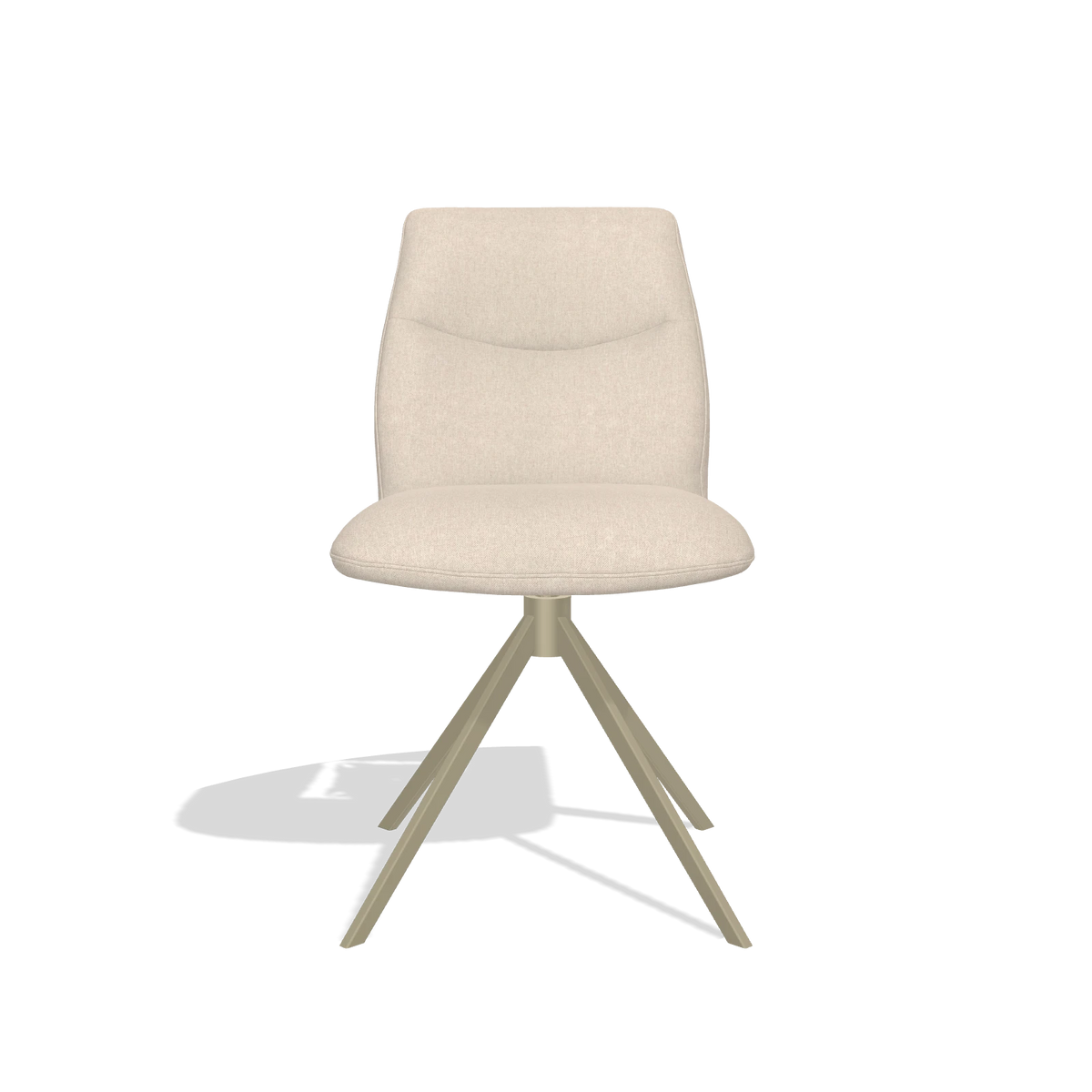 Armless Dining Chair Ferrara 6406 in Guard 05 fabric (light grey), champagne swivel base, front view