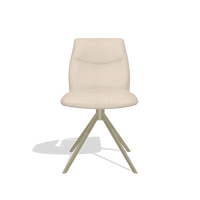 Armless Dining Chair Ferrara 6406 in Guard 05 fabric (light grey), champagne swivel base, front view