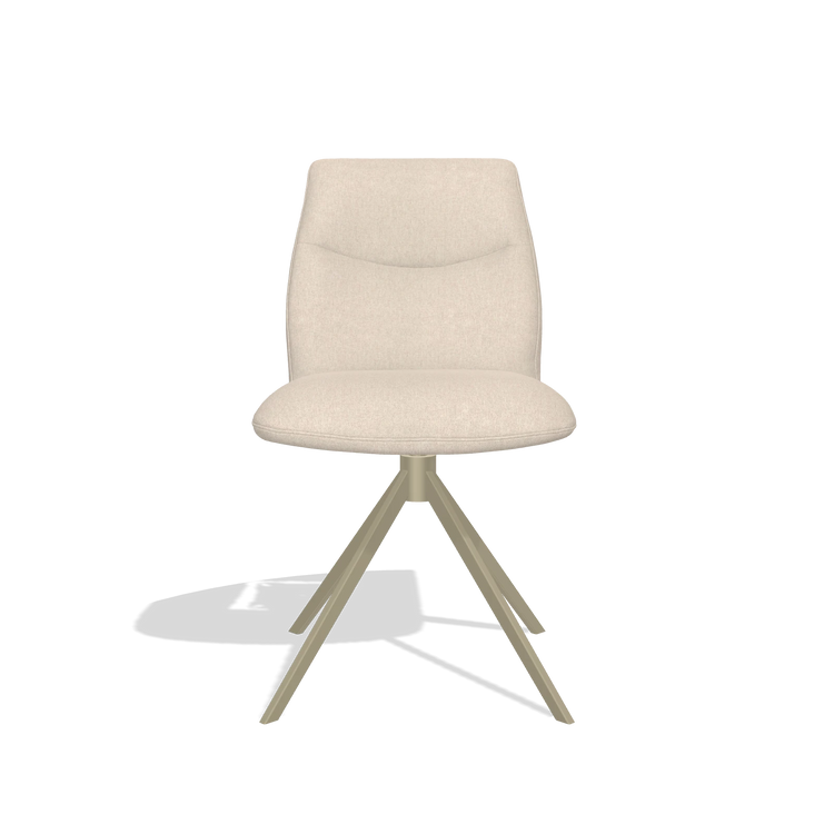 Armless Dining Chair Ferrara 6406 in Guard 05 fabric (light grey), champagne swivel base, front view