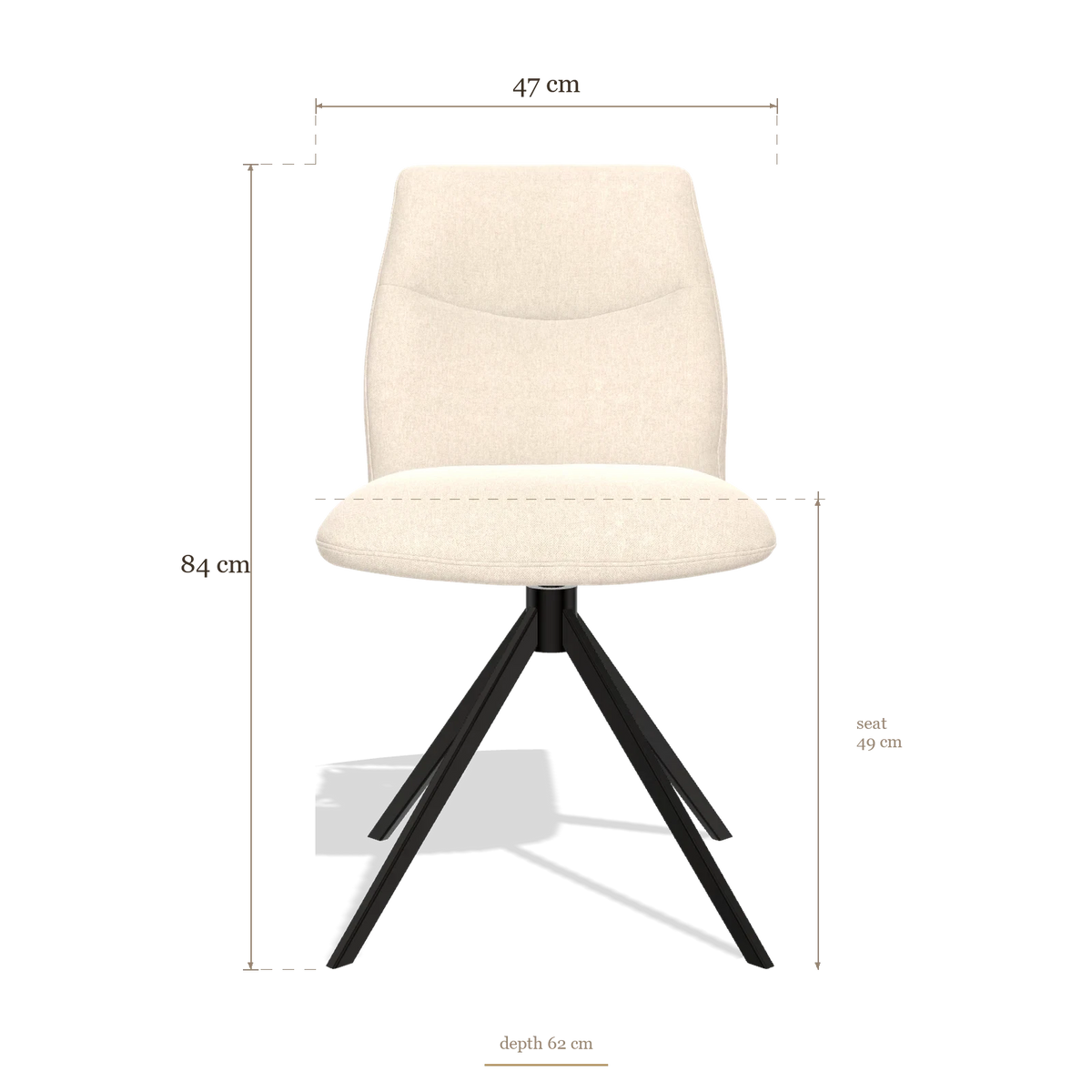 Armless Dining Chair Ferrara 6406, dimensions 47 x 62 x 84 cm