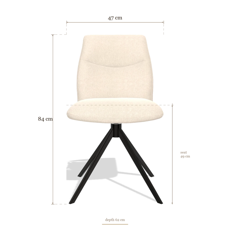 Armless Dining Chair Ferrara 6406, dimensions 47 x 62 x 84 cm