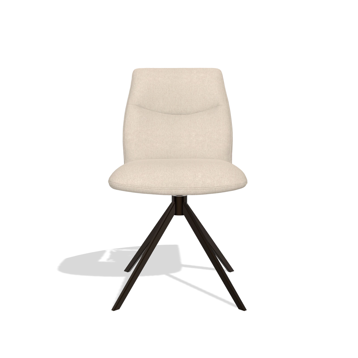 Armless Dining Chair Ferrara 6406 in Guard 05 fabric (light grey), espresso swivel base, front view