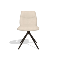 Armless Dining Chair Ferrara 6406 in Guard 05 fabric (light grey), espresso swivel base, front view