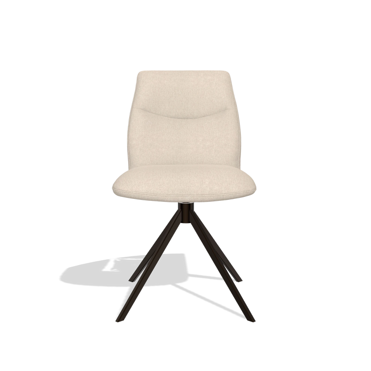 Armless Dining Chair Ferrara 6406 in Guard 05 fabric (light grey), espresso swivel base, front view