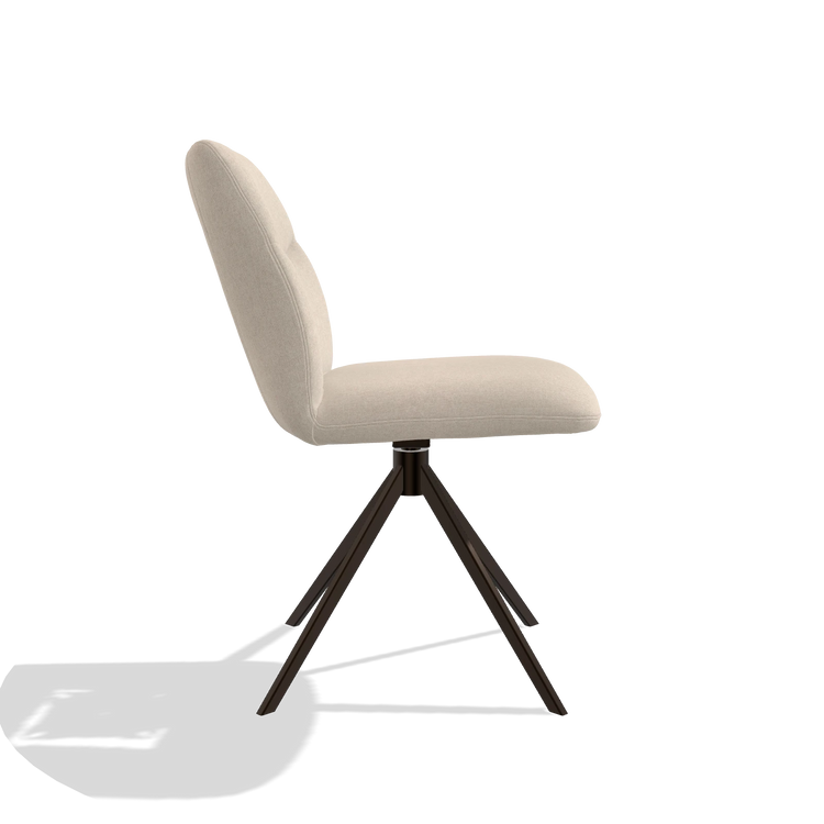 Armless Dining Chair Ferrara 6406 in Guard 05 fabric (light grey), espresso swivel base, side view