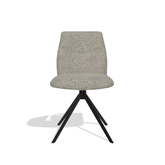 Silla de comedor sin reposabrazos Ferrara 6406 en tela Horta 01 (gris), base giratoria en negro, vista frontal