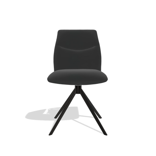 Silla de comedor sin reposabrazos Ferrara 6406 en Piel A804 (negro), base giratoria en negro, vista frontal