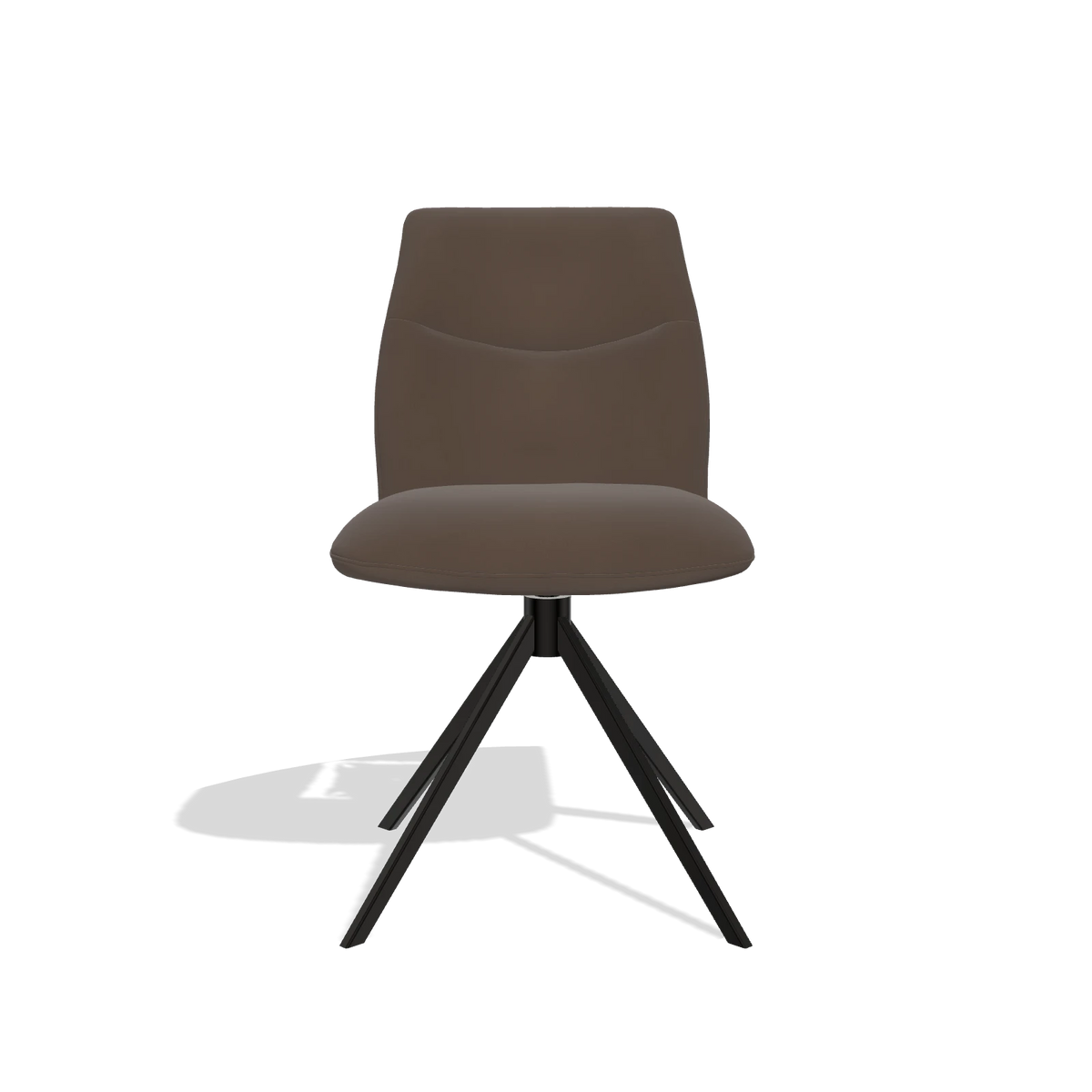 Chaise de salle à manger sans accoudoirs Ferrara 6406 en Cuir A825 (marron), pied pivotant en noir, vue de face