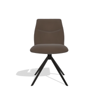 Chaise de salle à manger sans accoudoirs Ferrara 6406 en Cuir A825 (marron), pied pivotant en noir, vue de face