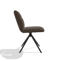 Chaise de salle à manger sans accoudoirs Ferrara 6406 en Cuir A825 (marron), pied pivotant en noir, vue de profil