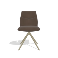 Chaise de salle à manger sans accoudoirs Ferrara 6406 en Cuir A825 (marron), pied pivotant en champagne, vue de face