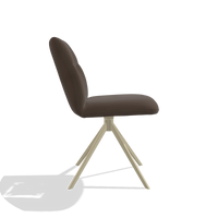Chaise de salle à manger sans accoudoirs Ferrara 6406 en Cuir A825 (marron), pied pivotant en champagne, vue de profil