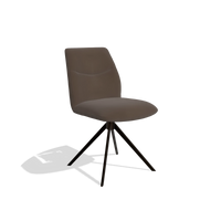 Chaise de salle à manger sans accoudoirs Ferrara 6406 en Cuir A825 (marron), pied pivotant en espresso, vue de trois-quarts