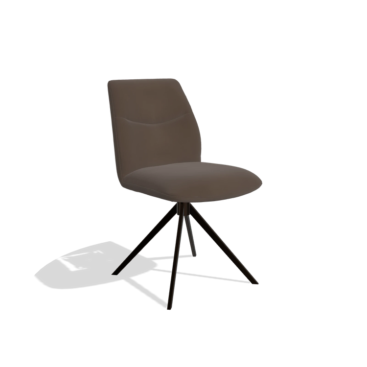 Chaise de salle à manger sans accoudoirs Ferrara 6406 en Cuir A825 (marron), pied pivotant en espresso, vue de trois-quarts