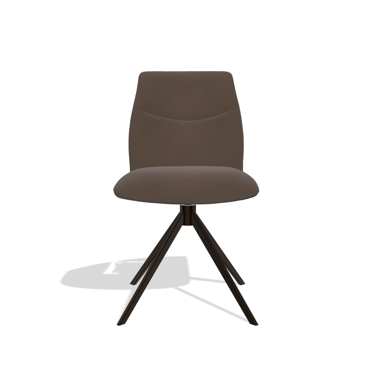 Chaise de salle à manger sans accoudoirs Ferrara 6406 en Cuir A825 (marron), pied pivotant en espresso, vue de face