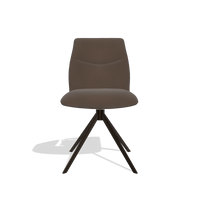 Chaise de salle à manger sans accoudoirs Ferrara 6406 en Cuir A825 (marron), pied pivotant en espresso, vue de face