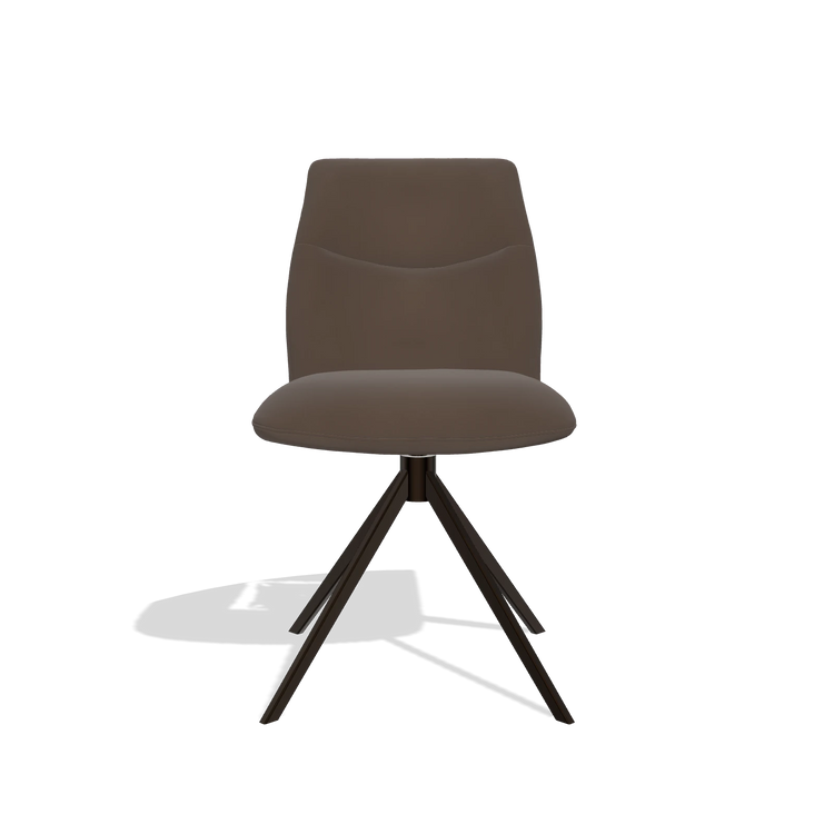 Chaise de salle à manger sans accoudoirs Ferrara 6406 en Cuir A825 (marron), pied pivotant en espresso, vue de face