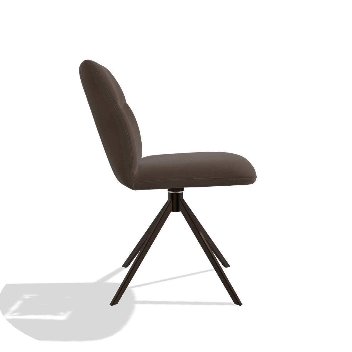 Chaise de salle à manger sans accoudoirs Ferrara 6406 en Cuir A825 (marron), pied pivotant en espresso, vue de profil