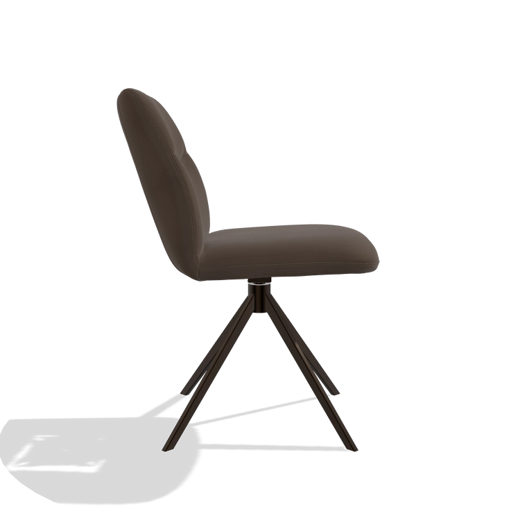 Chaise de salle à manger sans accoudoirs Ferrara 6406 en Cuir A825 (marron), pied pivotant en espresso, vue de profil